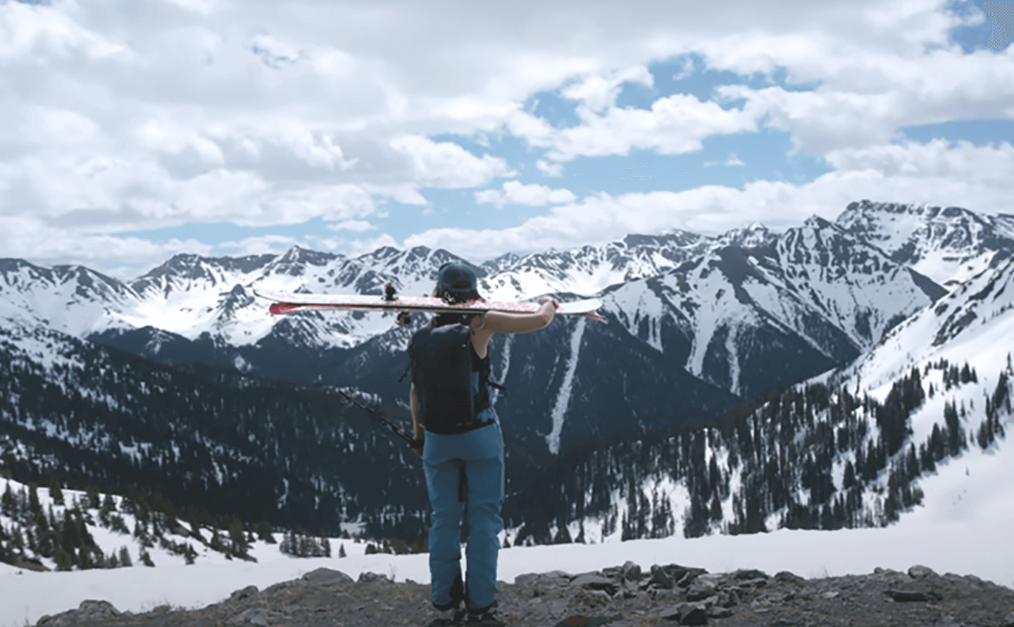 mountain skier in foreground